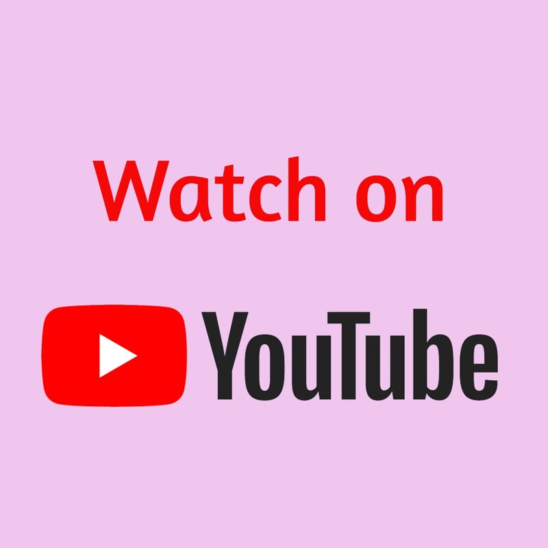 Button linking to Youtube profile.

Image: pale pink background with the words "Watch on Youtube" and the Youtube logo, a white play triangle on a red background